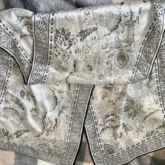 None Accessories - COPY - Woman 💯 Pure Silk Floral Paisley Floral Print Scarf Wrap  59" X 13"